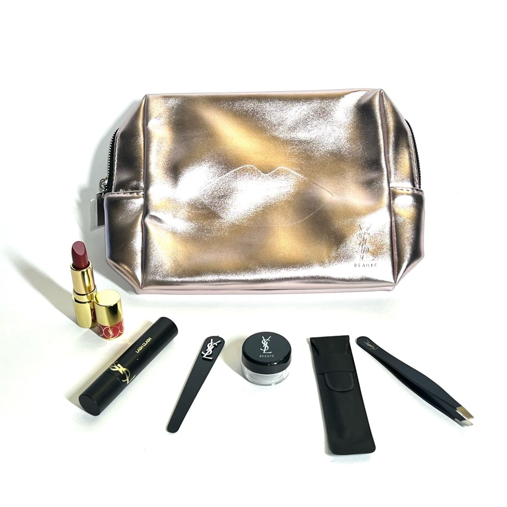 YSL - 9” LIPS Makeup Bag w/ Samples - Gift w/ Purchase